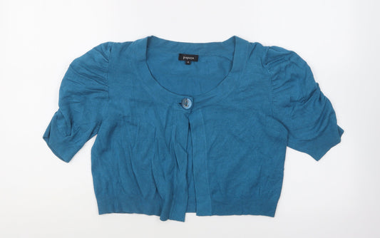 Papaya Womens Blue Round Neck Viscose Cardigan Jumper Size 12