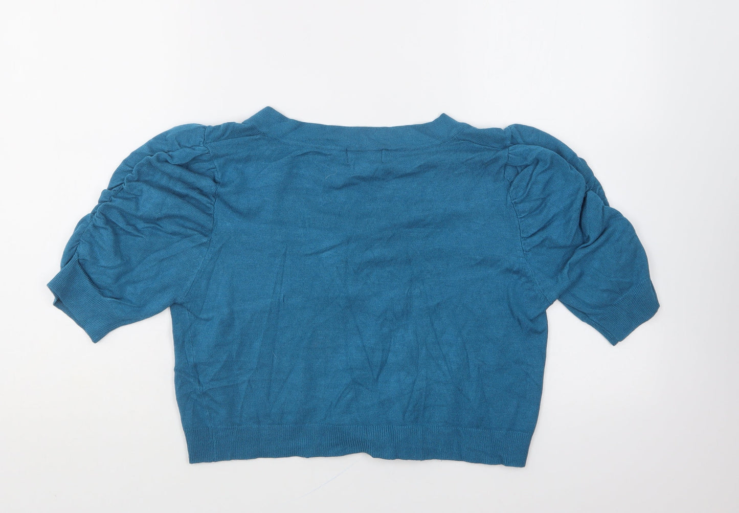 Papaya Womens Blue Round Neck Viscose Cardigan Jumper Size 12