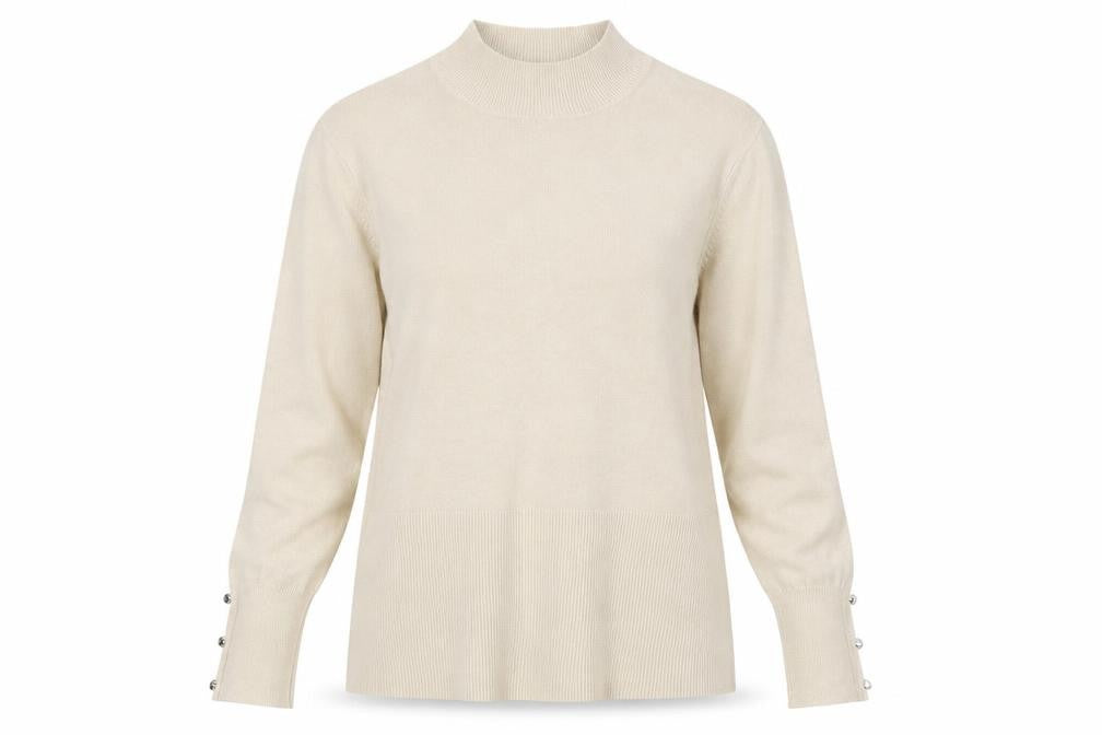 Simon Jeffrey Womens Beige High Neck Acrylic Pullover Jumper Size L