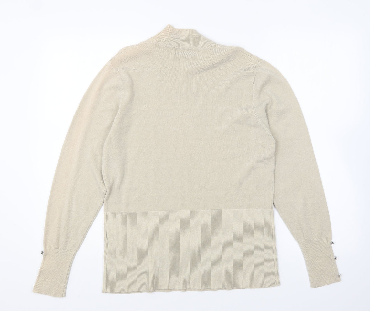 Simon Jeffrey Womens Beige High Neck Acrylic Pullover Jumper Size L