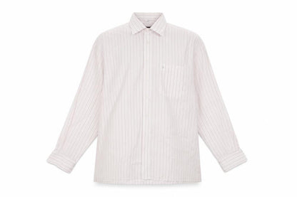 Eterna Mens Pink Striped Polyester Button-Up Size 17 Collared Button
