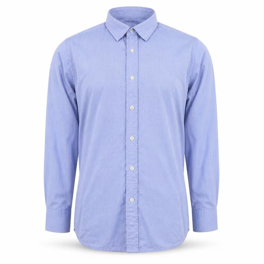 Yaly Couture Mens Blue Polyester Button-Up Size M Collared Button