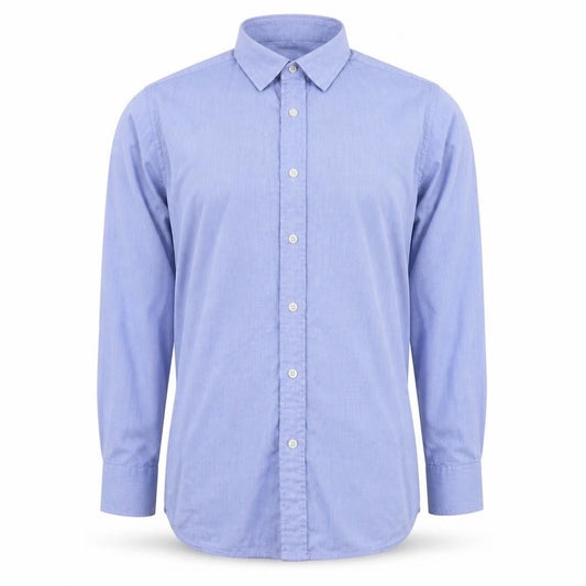 Yaly Couture Mens Blue Polyester Button-Up Size M Collared Button