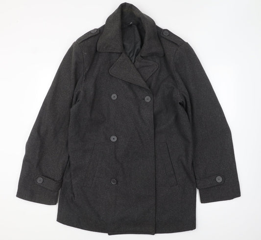 Dunnes Stores Womens Grey Overcoat Coat Size L Button