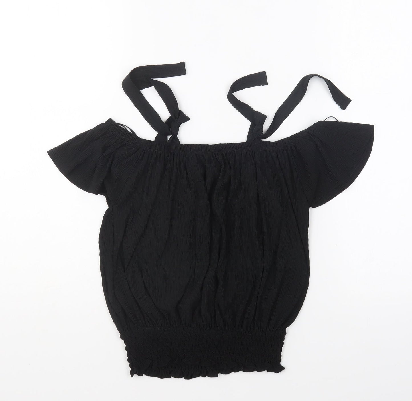 Atmosphere Womens Black Polyester Cropped Blouse Size 4 Square Neck