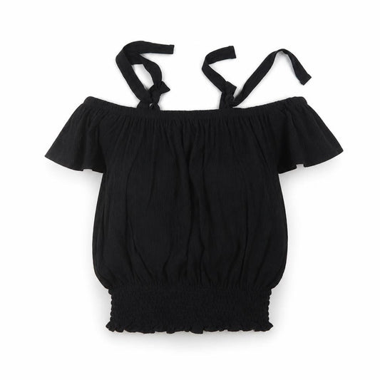 Atmosphere Womens Black Polyester Cropped Blouse Size 4 Square Neck