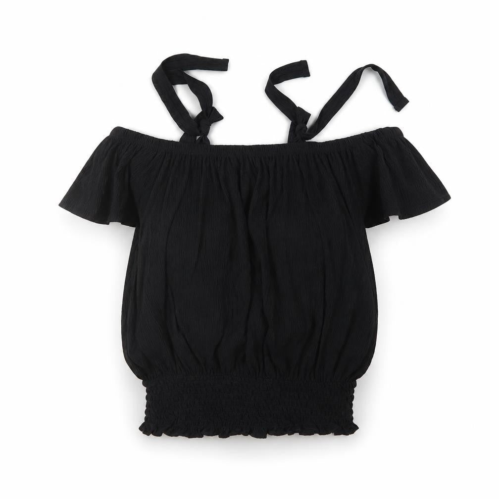 Atmosphere Womens Black Polyester Cropped Blouse Size 4 Square Neck