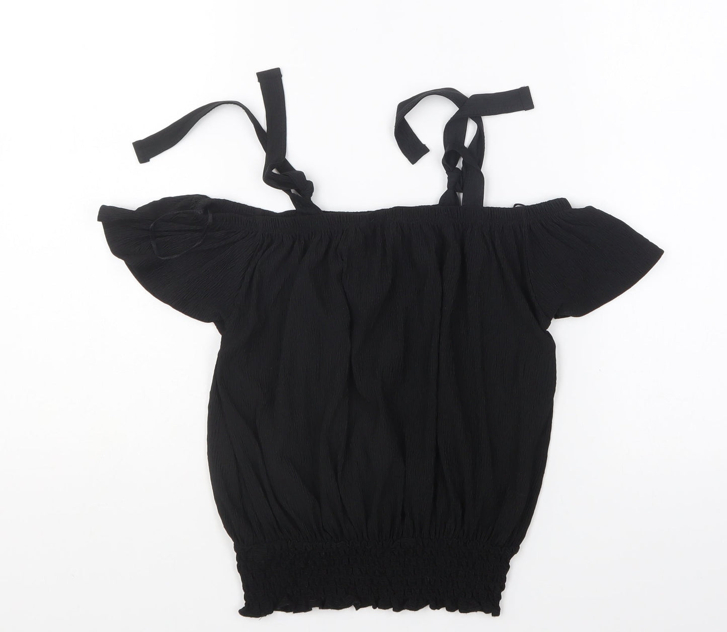 Atmosphere Womens Black Polyester Cropped Blouse Size 4 Square Neck
