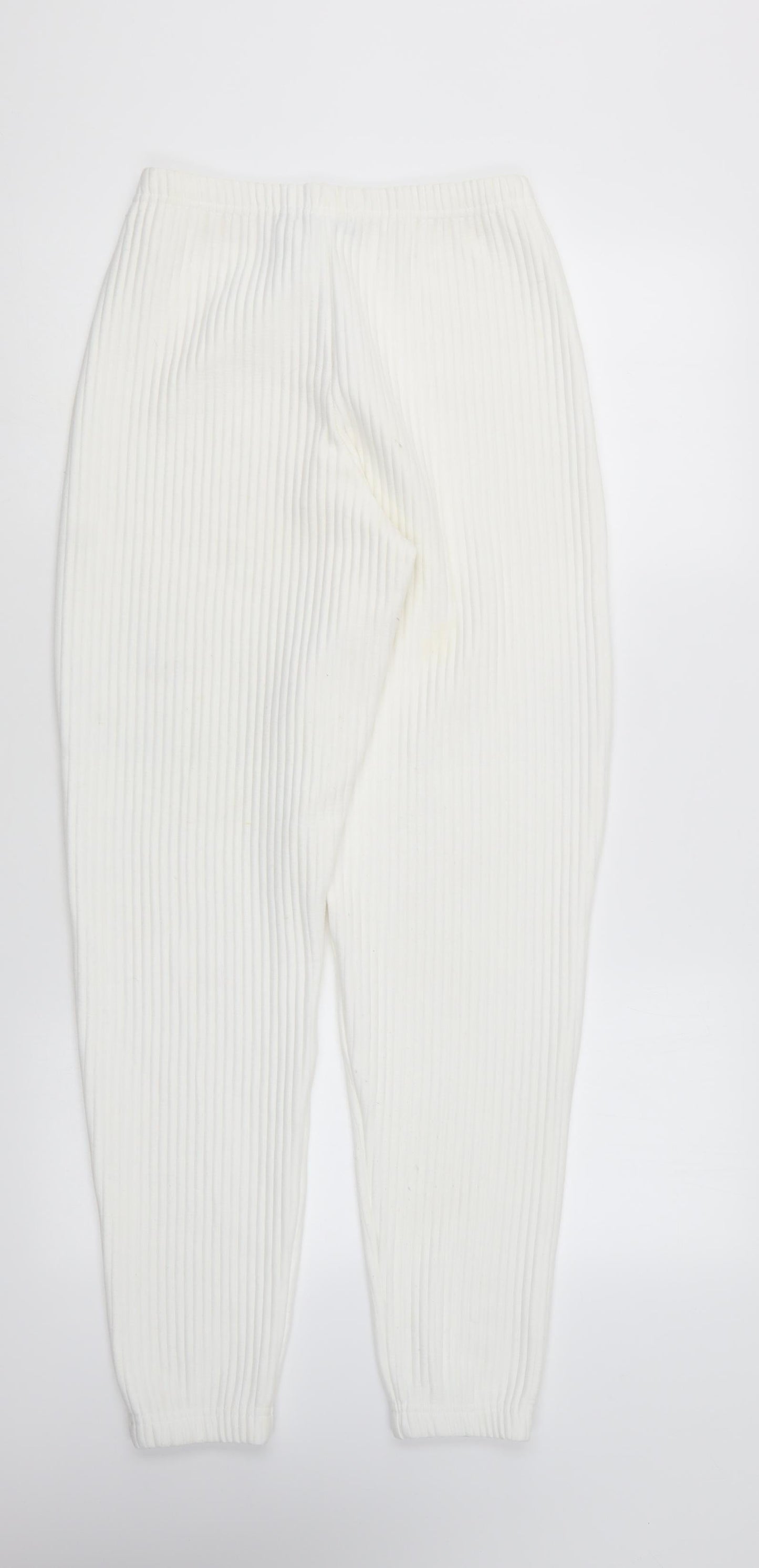 PRETTYLITTLETHING Womens White Polyester Trousers Size 6 L29 in Regular
