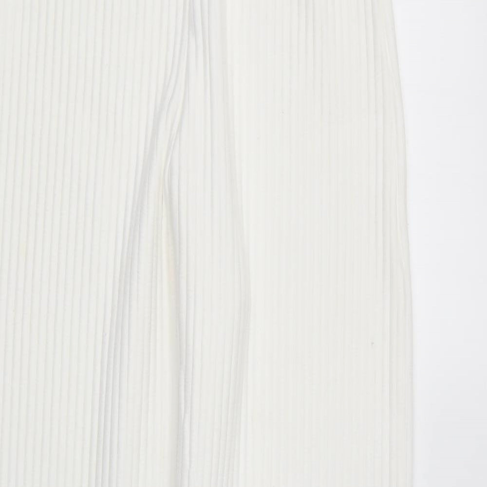 PRETTYLITTLETHING Womens White Polyester Trousers Size 6 L29 in Regular
