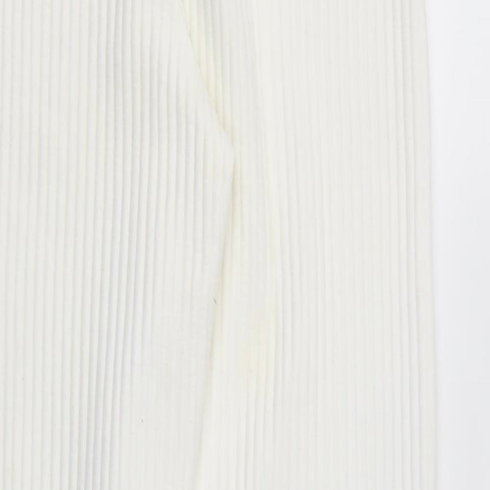PRETTYLITTLETHING Womens White Polyester Trousers Size 6 L29 in Regular