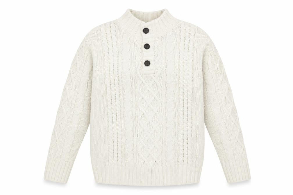 Gap Girls White High Neck Cotton Pullover Jumper Size L Button