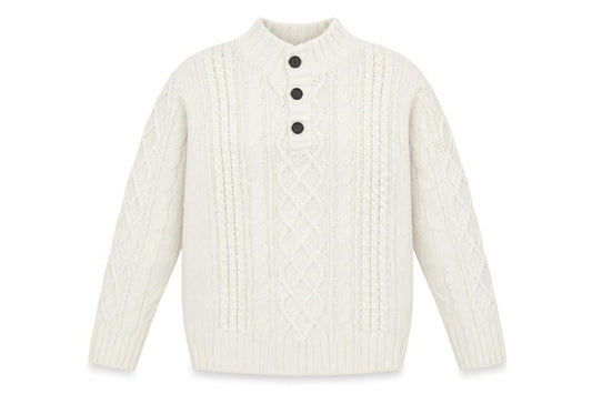 Gap Girls White High Neck Cotton Pullover Jumper Size L Button