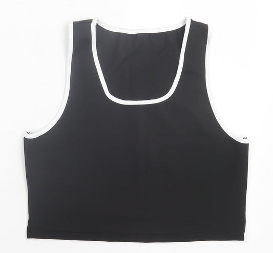 Preworn Womens Black Polyester Cropped Tank Size 3XL Scoop Neck