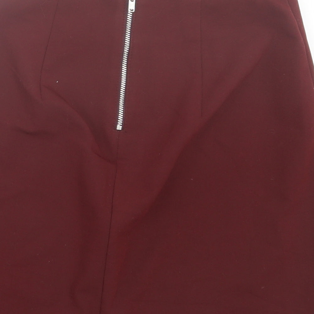 ASOS Womens Red Polyester A-Line Skirt Size 6 Zip