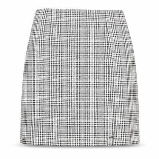 Zara Womens White Plaid Polyester A-Line Skirt Size XS Zip