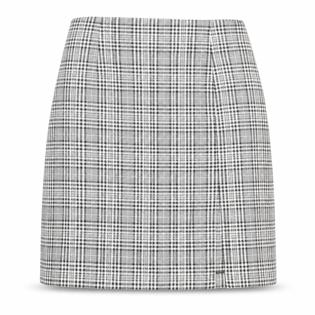 Zara Womens White Plaid Polyester A-Line Skirt Size XS Zip