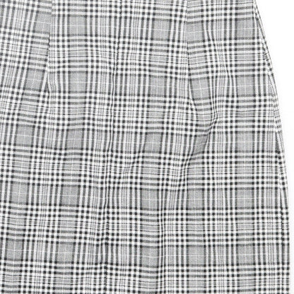 Zara Womens White Plaid Polyester A-Line Skirt Size XS Zip