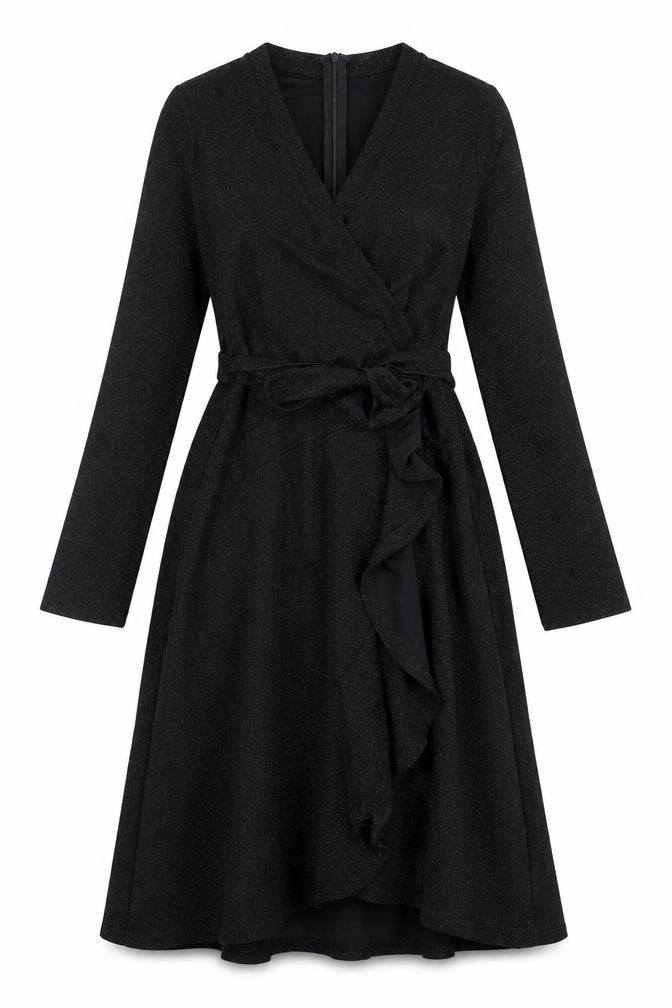 IVIVI Womens Black Polyester A-Line Size S V-Neck Zip