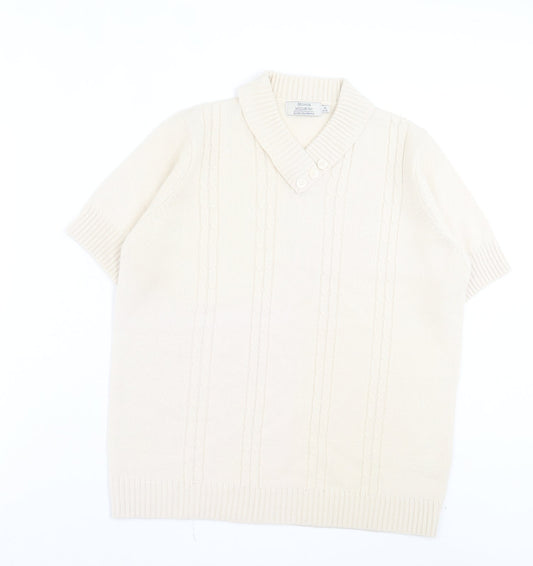 EWM Womens Ivory V-Neck Acrylic Pullover Jumper Size M