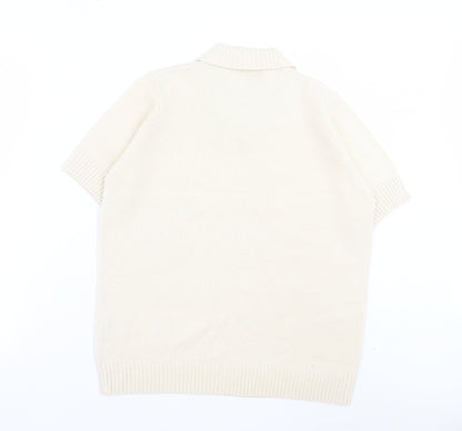 EWM Womens Ivory V-Neck Acrylic Pullover Jumper Size M