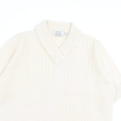 EWM Womens Ivory V-Neck Acrylic Pullover Jumper Size M