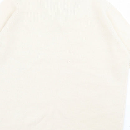 EWM Womens Ivory V-Neck Acrylic Pullover Jumper Size M