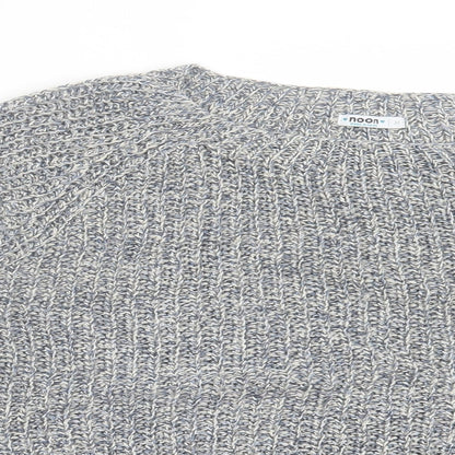 Preloved Noon Womens Blue Crew Neck Linen Pullover Jumper Size M - Detail