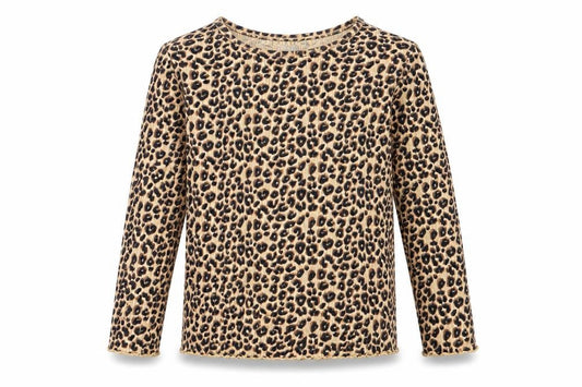 Next Girls Brown Animal Print Cotton Basic Casual Size 12-18 Months Crew Neck Pullover - Leopard Print