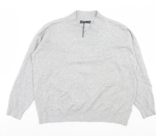 Marks and Spencer Womens Grey V-Neck Viscose Pullover Jumper Size M