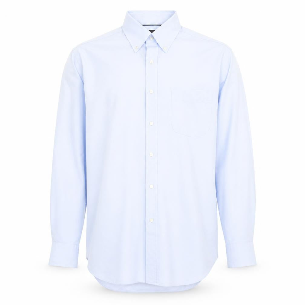 Marks & Spencer Mens Blue Cotton Button-Up Size 15 Collared Button - Pocket Detail