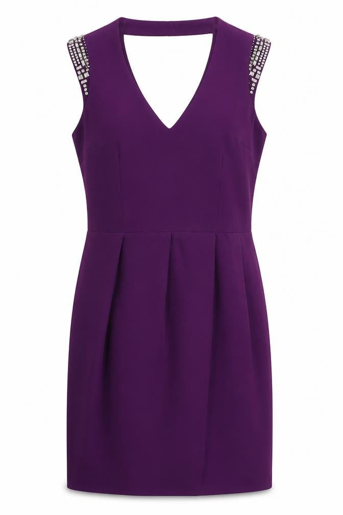 Oasis Womens Purple Polyester Shift Size 10 V-Neck Button