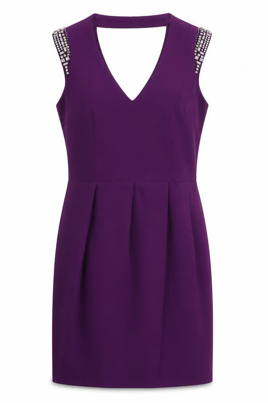 Oasis Womens Purple Polyester Shift Size 10 V-Neck Button