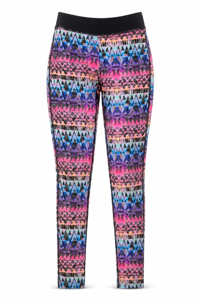 Pure Simple Gym Womens Multicoloured Geometric Polyester Compression Leggings Size 6 L28 in Regular Pullover