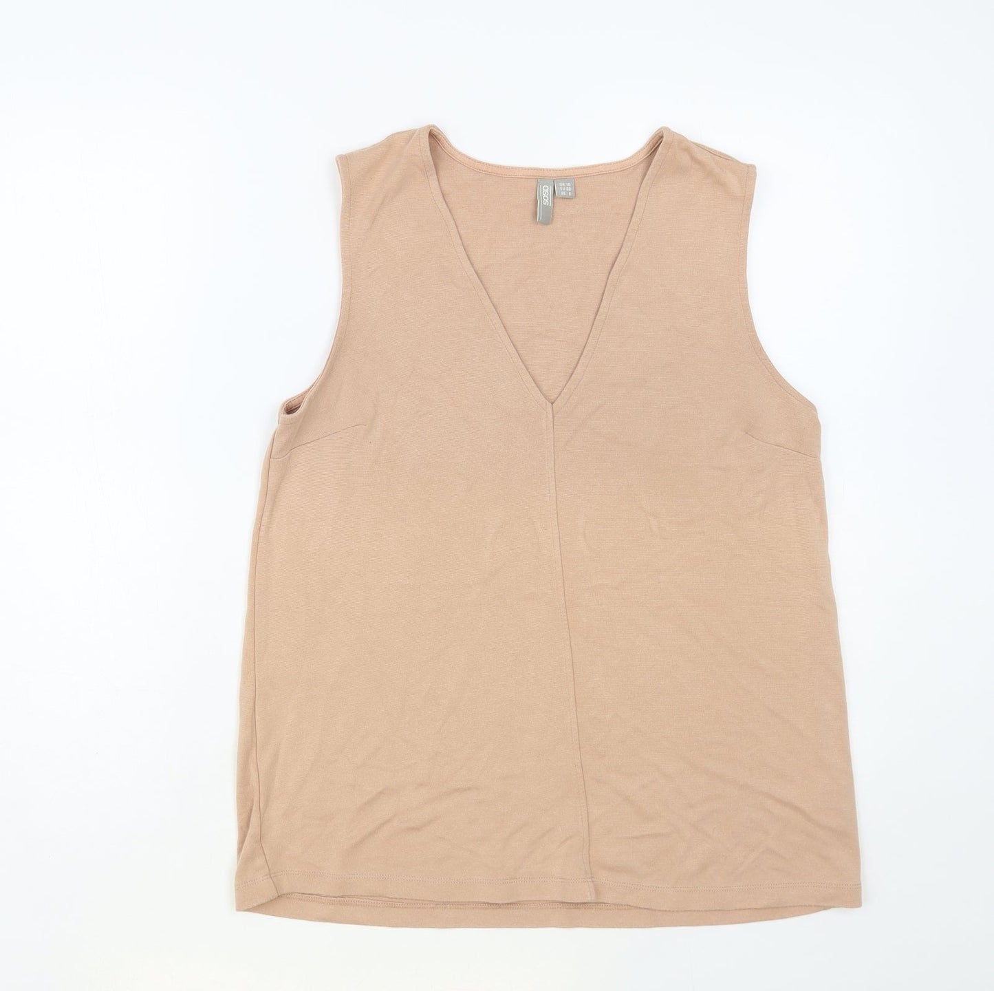 ASOS Womens Beige Viscose Basic Tank Size 10 V-Neck
