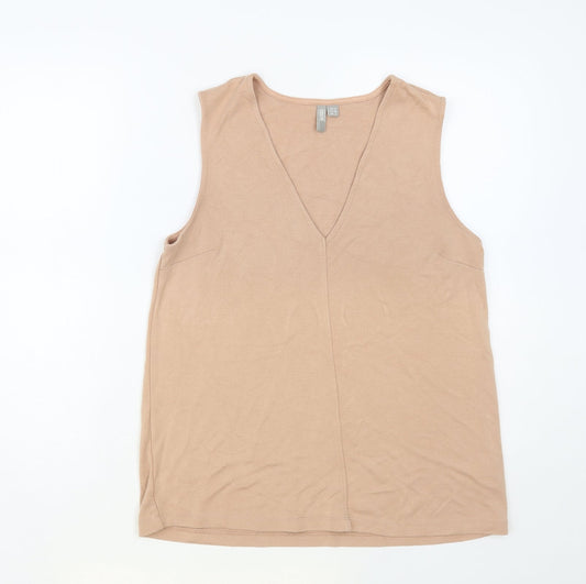 ASOS Womens Beige Viscose Basic Tank Size 10 V-Neck