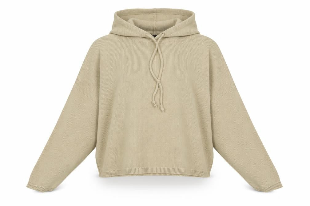 PRETTYLITTLETHING Womens Beige Round Neck Acrylic Pullover Jumper Size S - Cropped