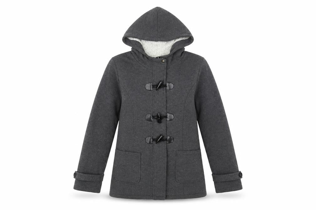 Preworn Womens Grey Jacket Size L Toggle - Fluffy Lining