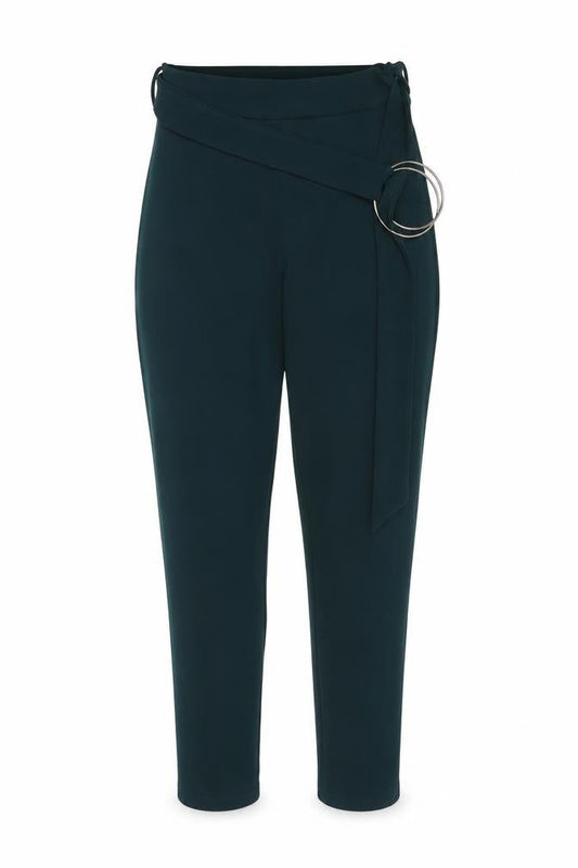PRETTYLITTLETHING Womens Green Polyester Trousers Size 8 L27 in Regular Buckle