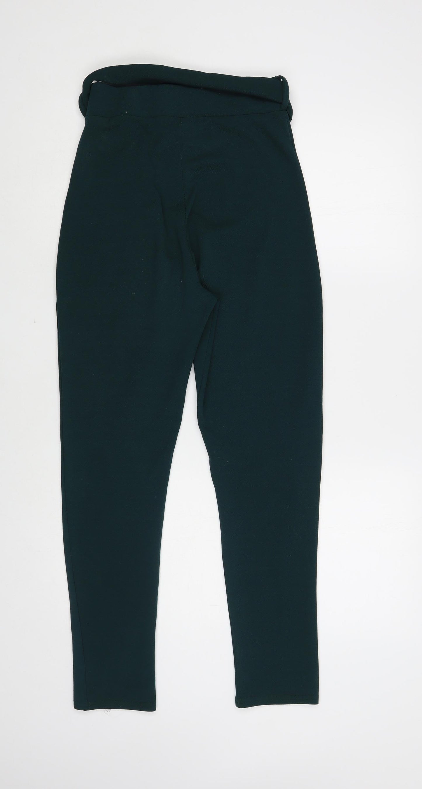 PRETTYLITTLETHING Womens Green Polyester Trousers Size 8 L27 in Regular Buckle