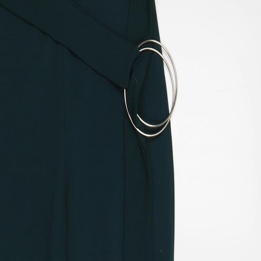 PRETTYLITTLETHING Womens Green Polyester Trousers Size 8 L27 in Regular Buckle