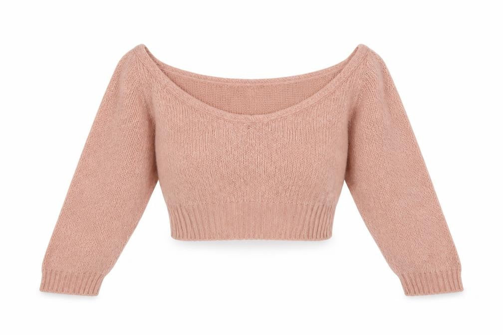 PRETTYLITTLETHING Womens Pink Boat Neck Acrylic Pullover Jumper Size S - Cropped