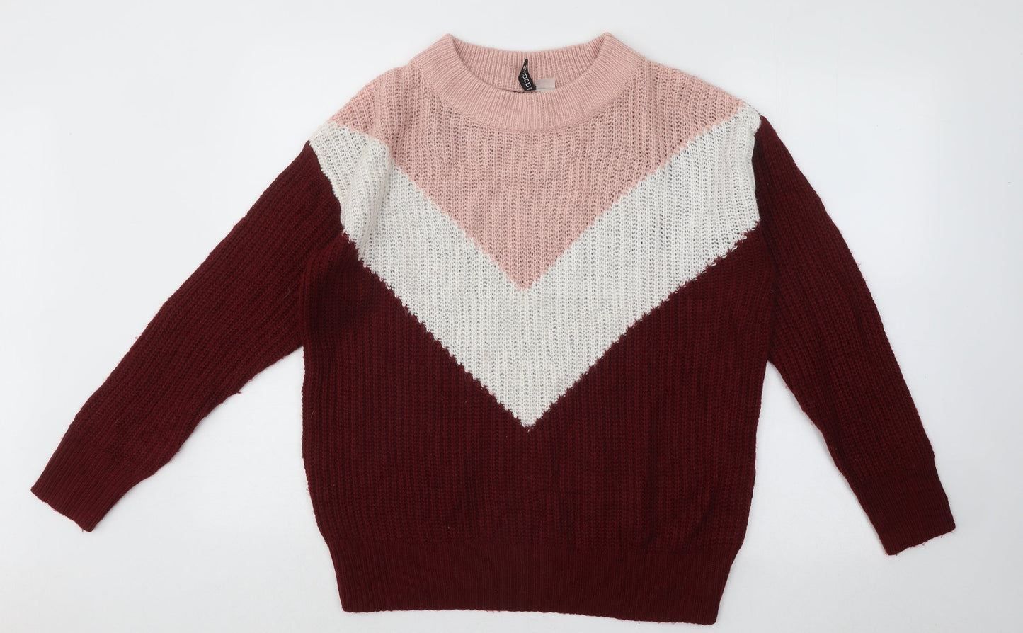 Divided by H&M Womens Multicoloured Mock Neck Acrylic Pullover Jumper Size S