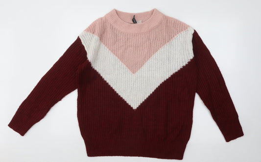 Divided by H&M Womens Multicoloured Mock Neck Acrylic Pullover Jumper Size S