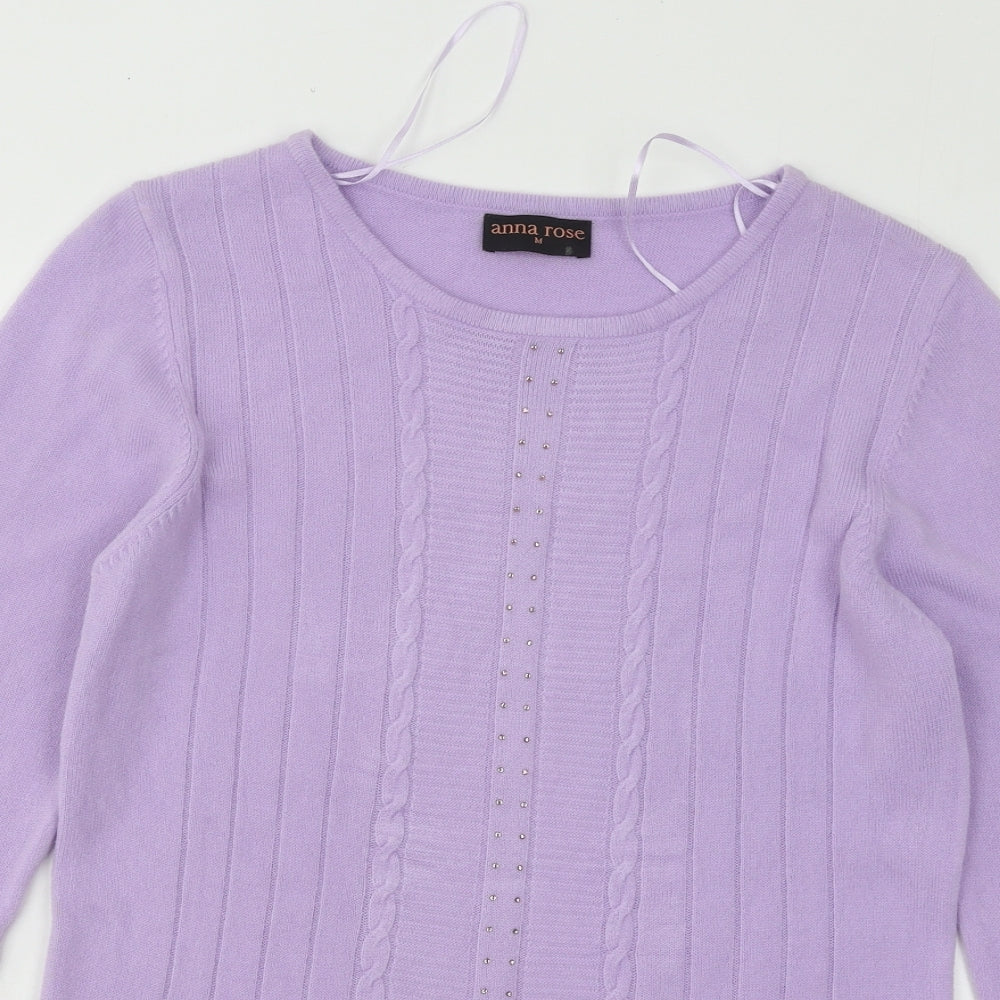 Roseanna Womens Purple Round Neck Acrylic Pullover Jumper Size M