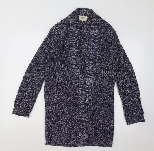 Papaya Womens Blue Collared Acrylic Cardigan Jumper Size S