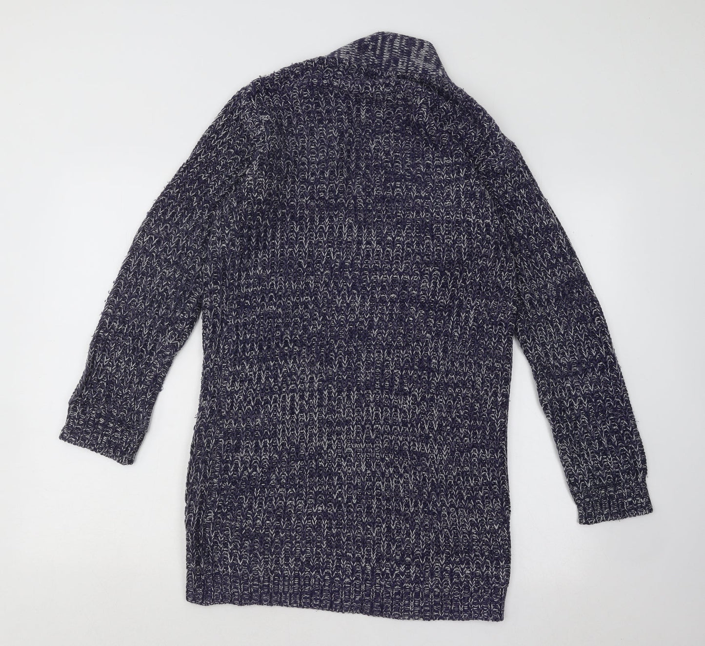 Papaya Womens Blue Collared Acrylic Cardigan Jumper Size S