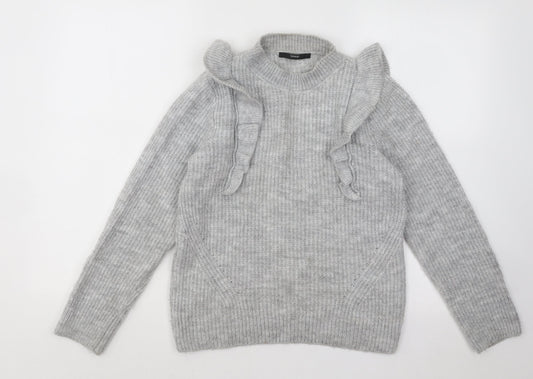 George Womens Grey Mock Neck Acrylic Pullover Jumper Size XS