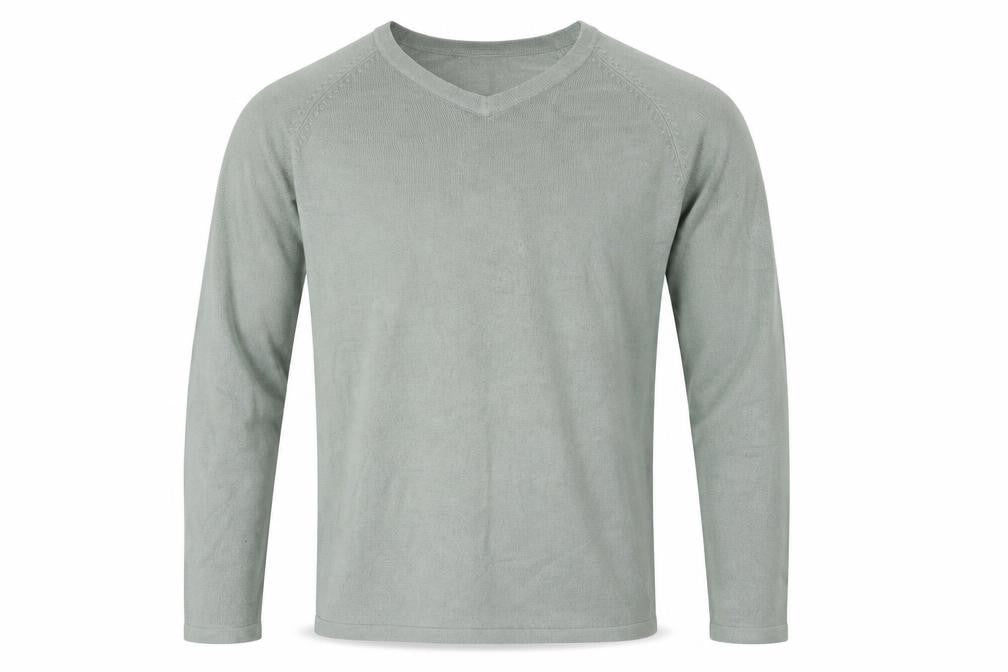 Zantos Mens Grey V-Neck Acrylic Pullover Jumper Size L