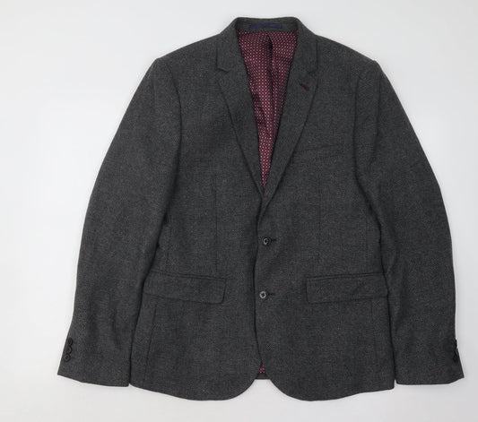 Burton Mens Grey Wool Jacket Suit Jacket Size 40